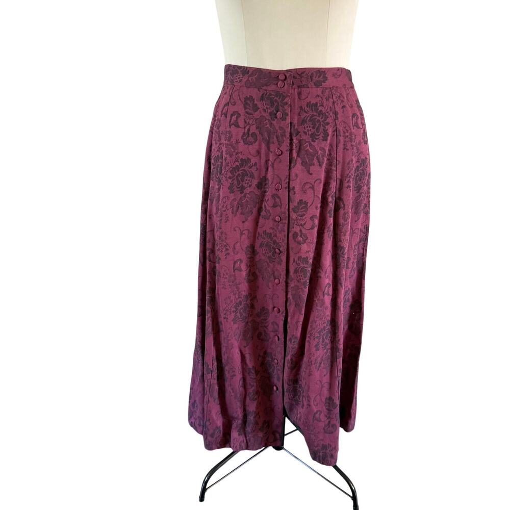 Cranberry Dark Floral Print Button Down Maxi Skirt Sz M Cottagecore Fairy Grunge